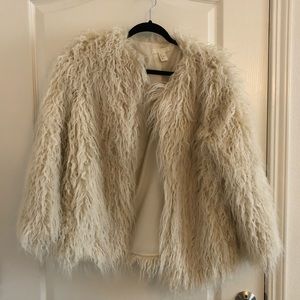 Cream Faux Shag Fur Jacket - H&M